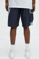Side With Me Zipper Nylon Short(Blue/combo,S)