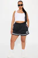 Jessica Jersey Mesh Track Short(Black/White,XS)