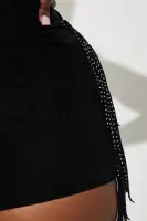 Shake It Faux Suede Micro Booty Short(Black,XS)