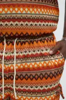 Sunset Pattern Drawstring Shorts(Brown Combo,S)