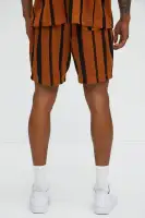 Open Knit Striped Textured Relaxed Short(Brown,S)