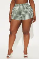 Gina Gingham Linen Short(Green,XS)