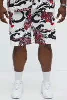 Tiger Waves Relaxed Shorts(White/combo,S)