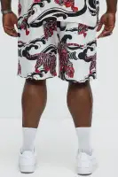 Tiger Waves Relaxed Shorts(White/combo,S)
