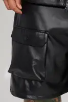 Stunttin' On These Faux Leather Cargo Shorts(Black,30)