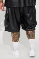 Stunttin' On These Faux Leather Cargo Shorts(Black,30)