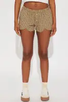 Picnic Talks Plaid Boxer Short(Olive,XS)