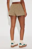 Picnic Talks Plaid Boxer Short(Olive,XS)