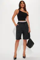 Teresa Double Waistband Pinstripe Trouser Short