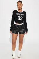 Senna Faux Leather Double Waistband Short
