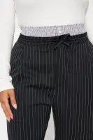Teresa Double Waistband Pinstripe Trouser Short(Black/combo,XS)