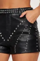 Tameka Studded Faux Leather Short(Black,XS)