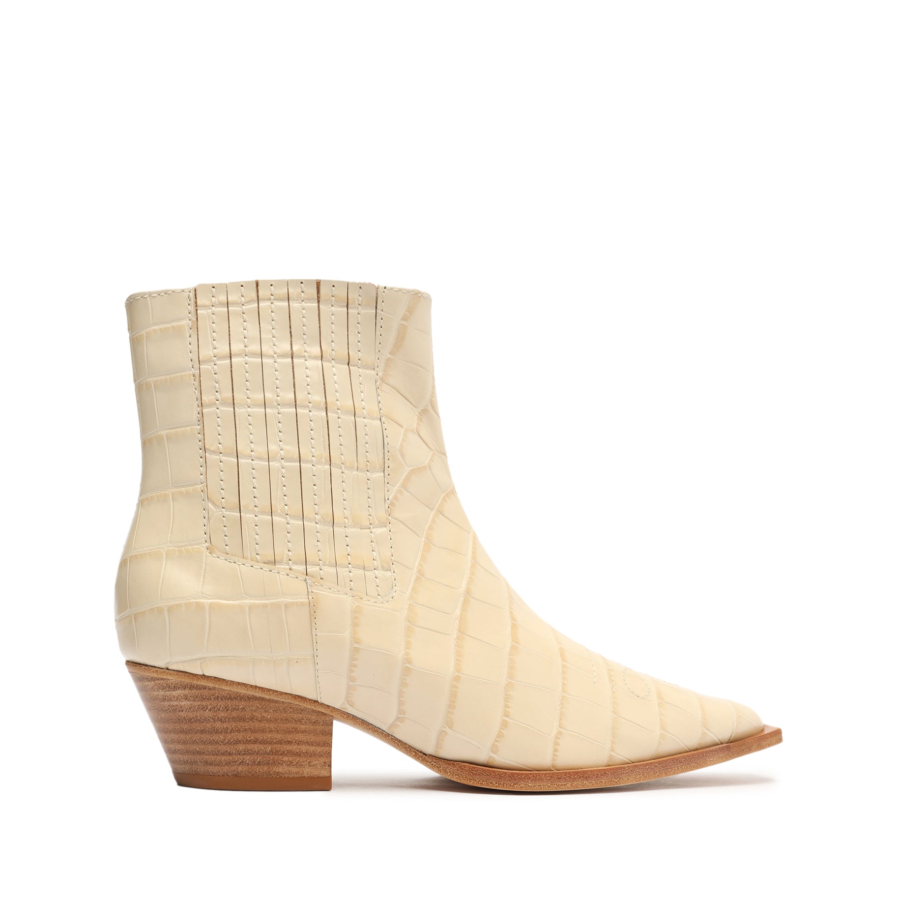 Briani Crocodile Embossed Leather Bootie