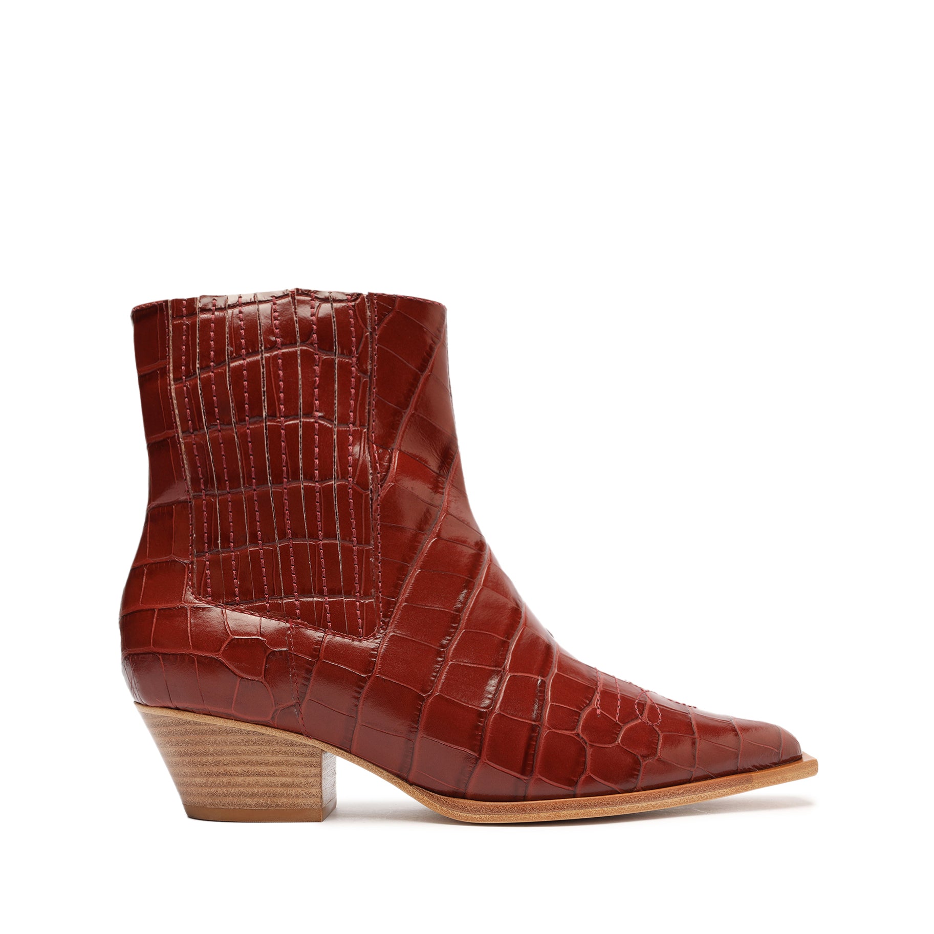 Briani Crocodile Embossed Leather Bootie