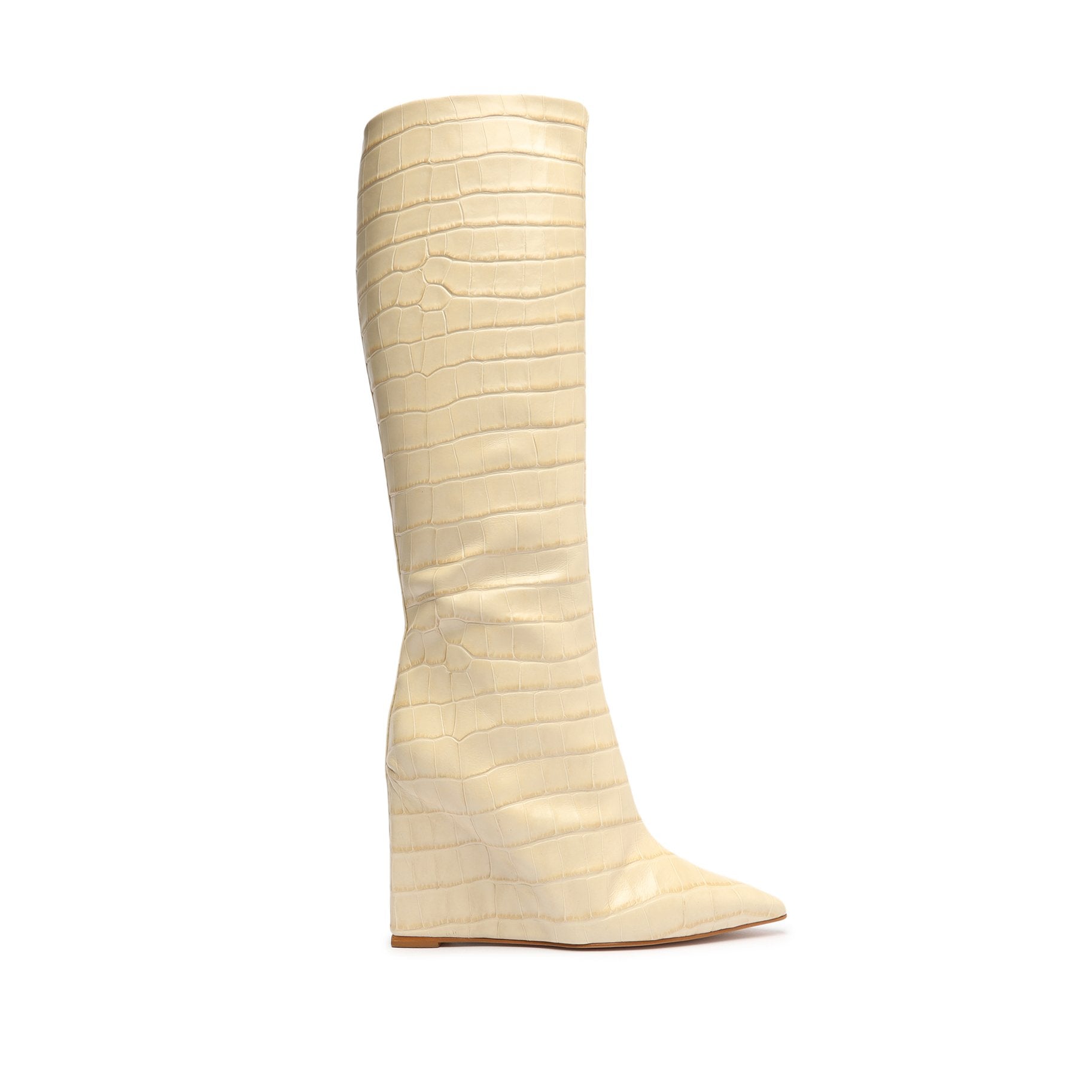 Asya Up Crocodile-Embossed Leather Boot