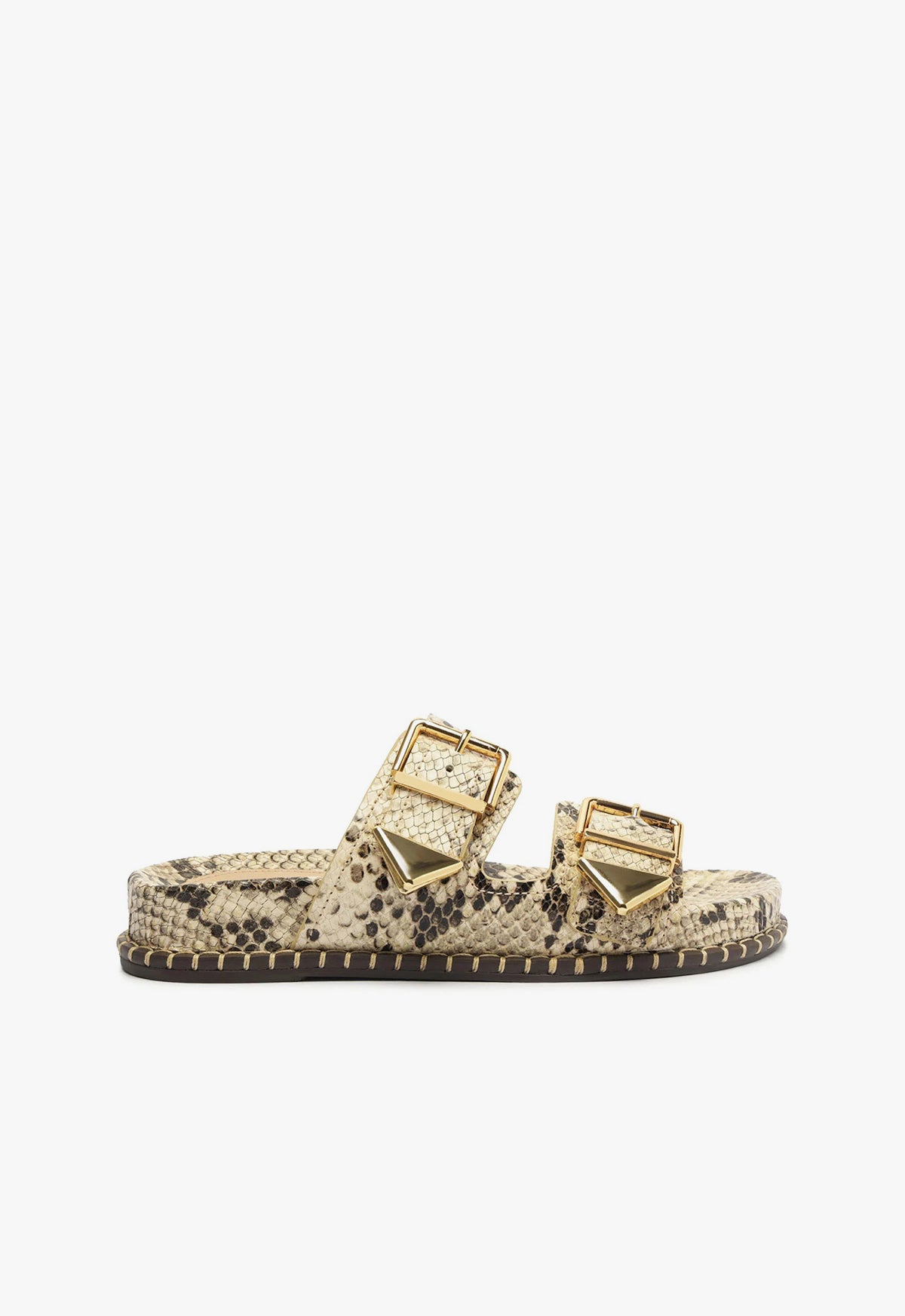 Naomi Sporty Snake-Embossed Leather Sandal